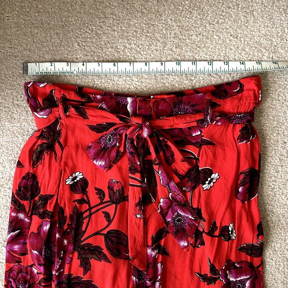 Ettitwa Anthropologie Margo Red Floral Wide leg Flowy Pants Trousers Size 8 - Picture 7 of 9